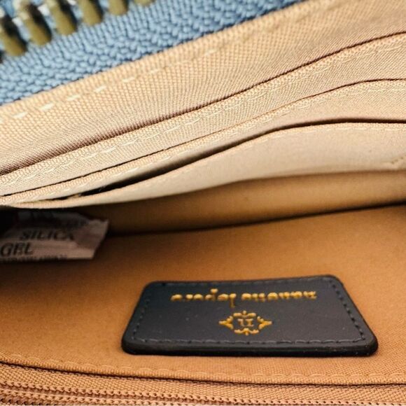 Nanette Lepore Blue Plaid Vegan Leather Card Wallet Organizer Crossbody - Picture 5 of 8